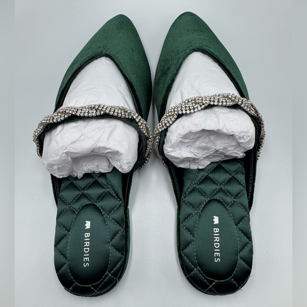 Birdies The Swan Velvet Crystal Strap Emerald 9 - Picture 3 of 5